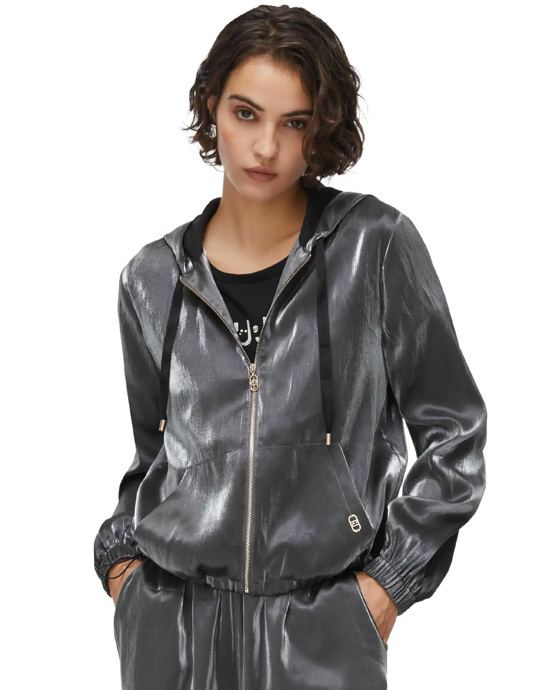 LIU JO GIACCA LAMINATA ARGENTO