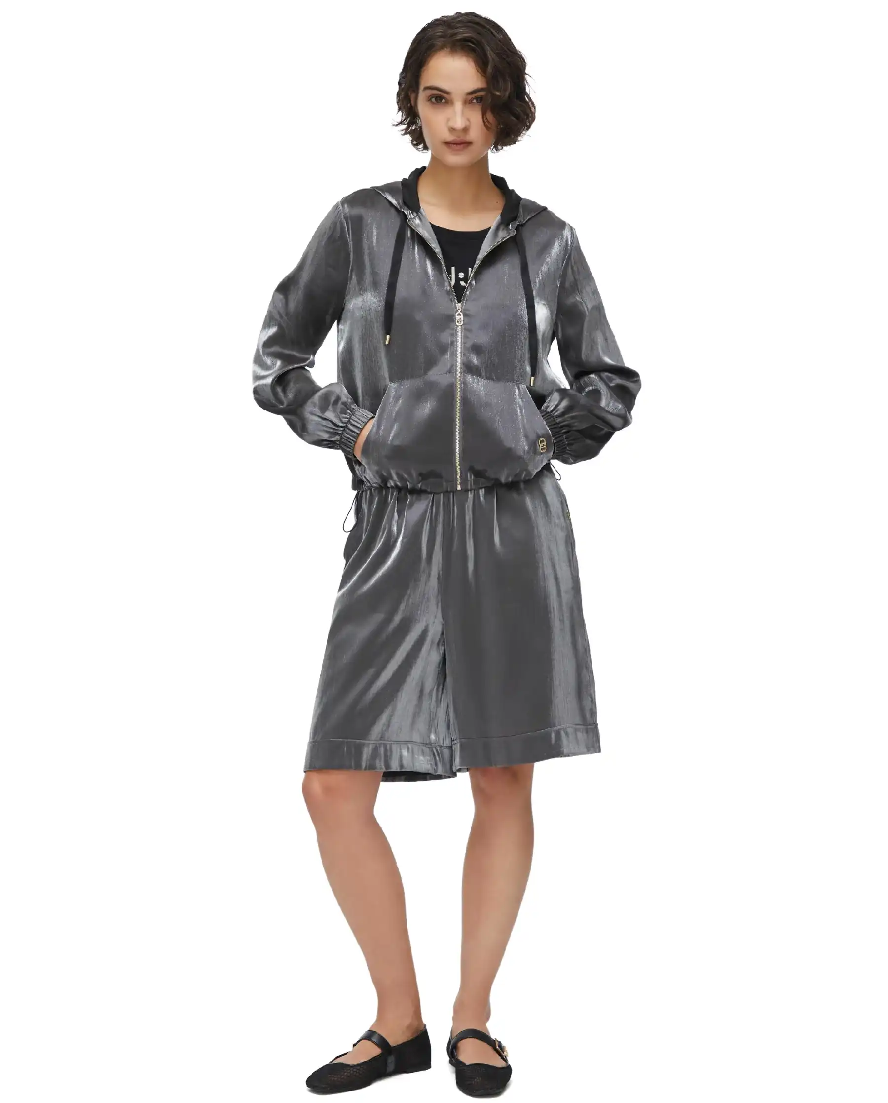 LIU JO GIACCA LAMINATA ARGENTO