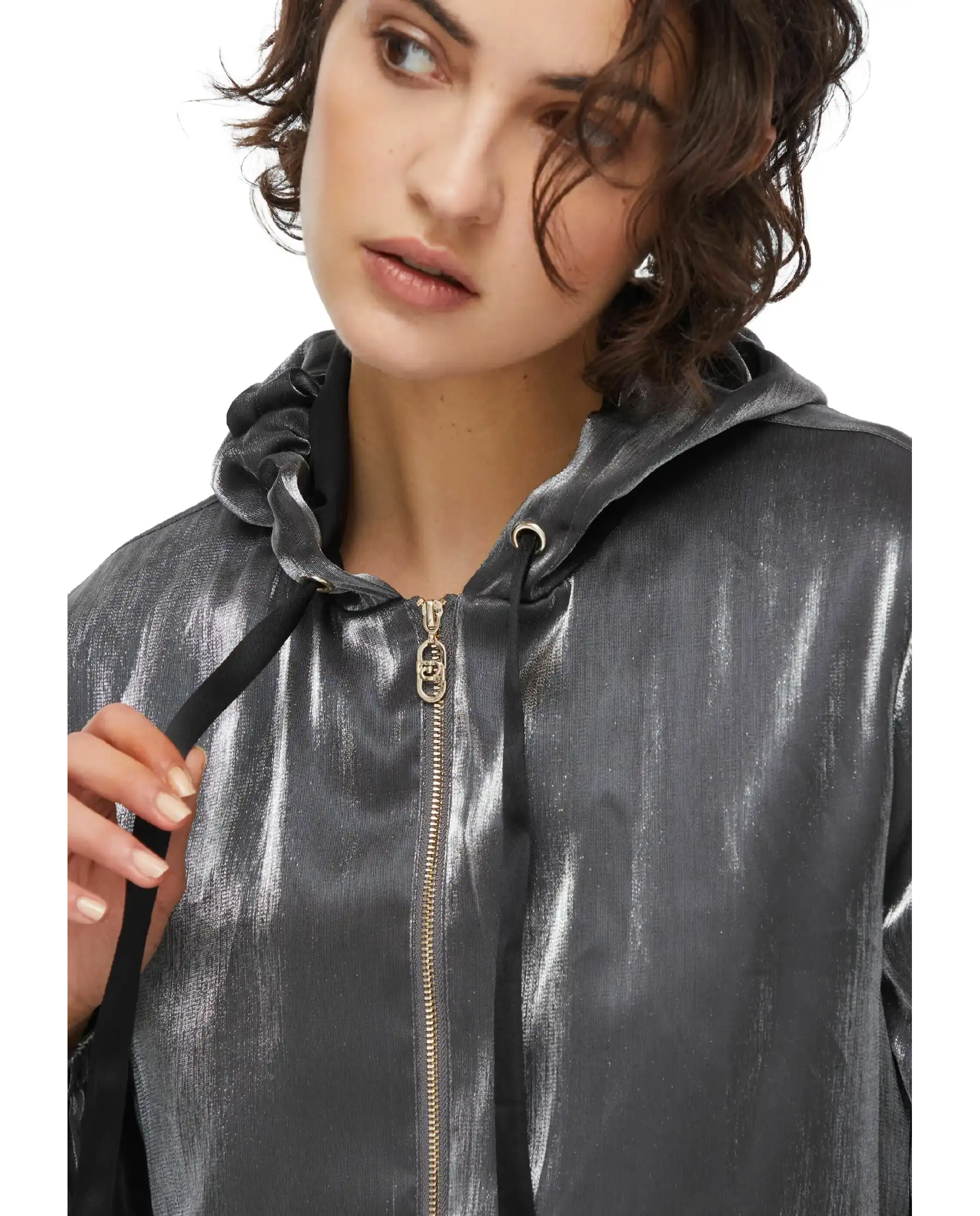 LIU JO GIACCA LAMINATA ARGENTO