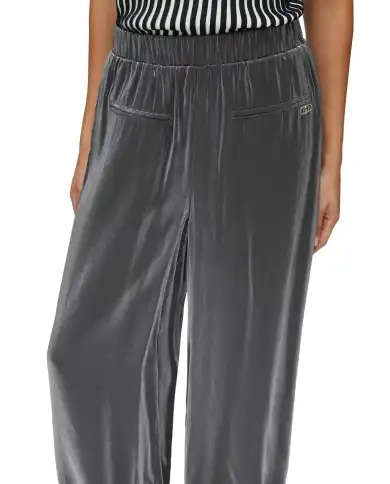 LIU JO PANTALONI FLARE LAMINATI ARGENTO
