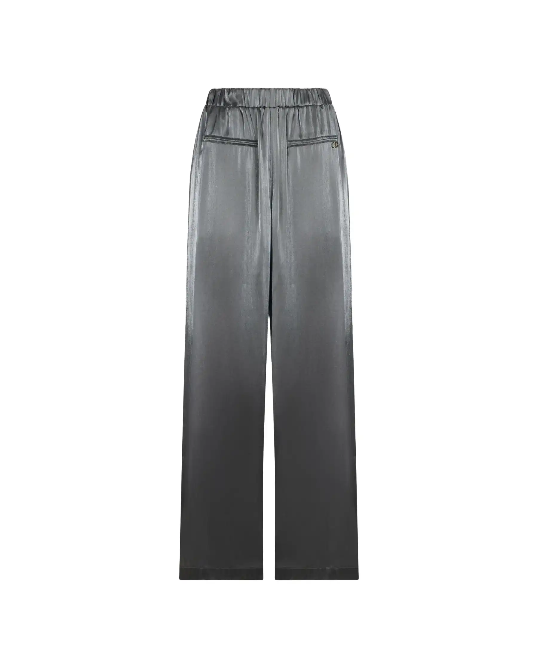 LIU JO PANTALONI FLARE LAMINATI ARGENTO