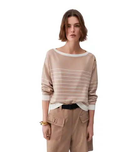 LIU JO MAGLIA A RIGHE CAMMELLO