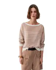 LIU JO MAGLIA A RIGHE CAMMELLO