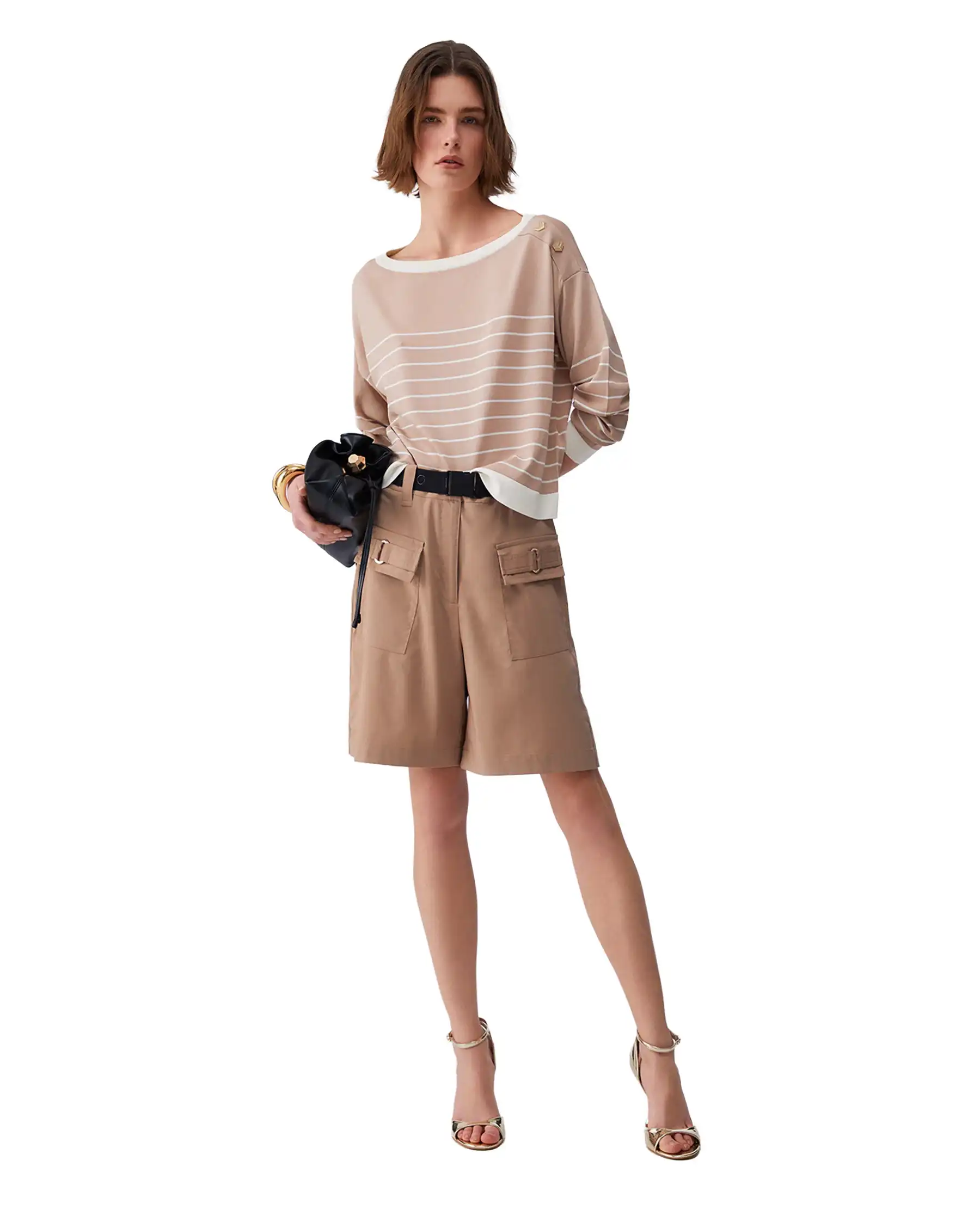 LIU JO MAGLIA A RIGHE CAMMELLO