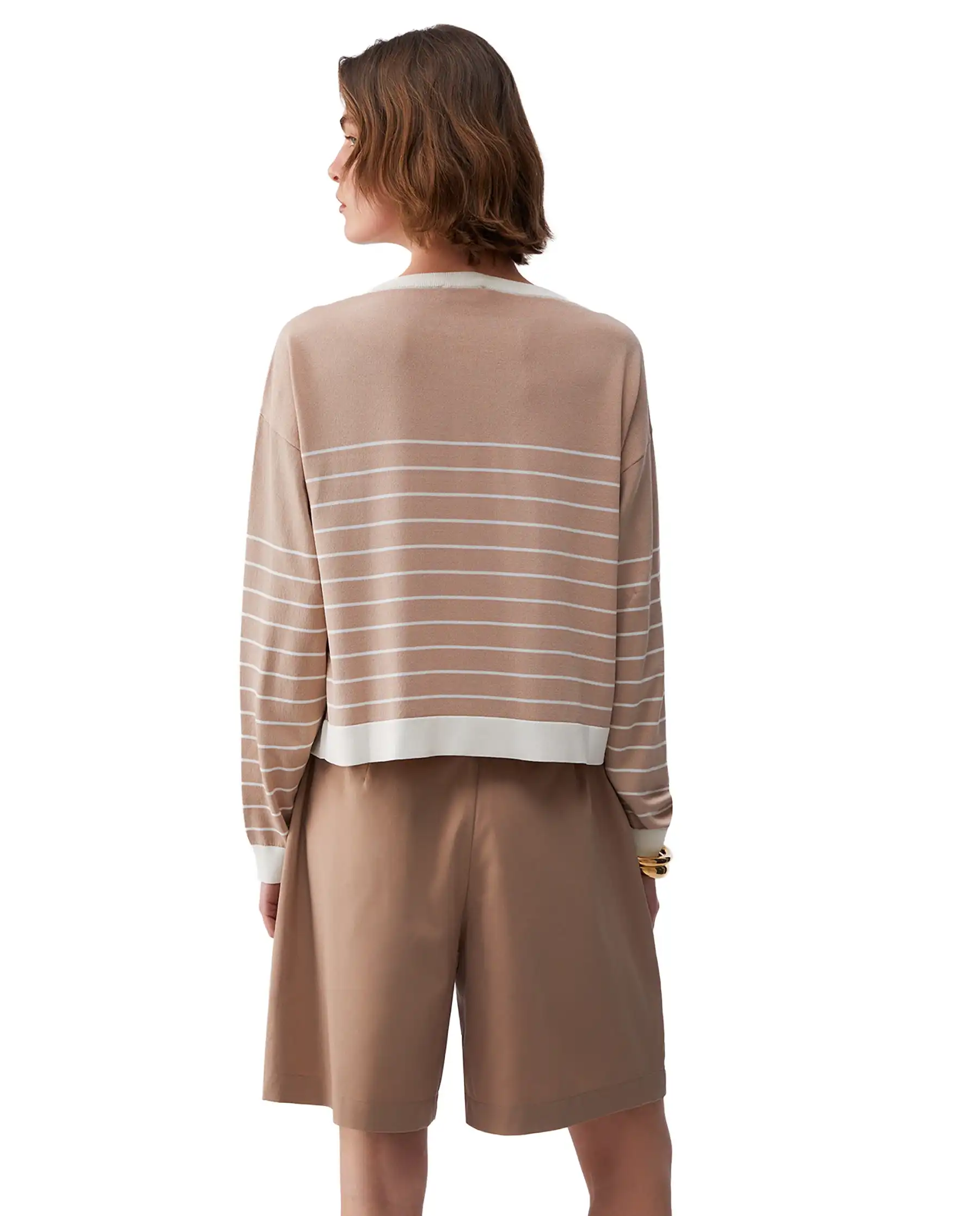 LIU JO MAGLIA A RIGHE CAMMELLO