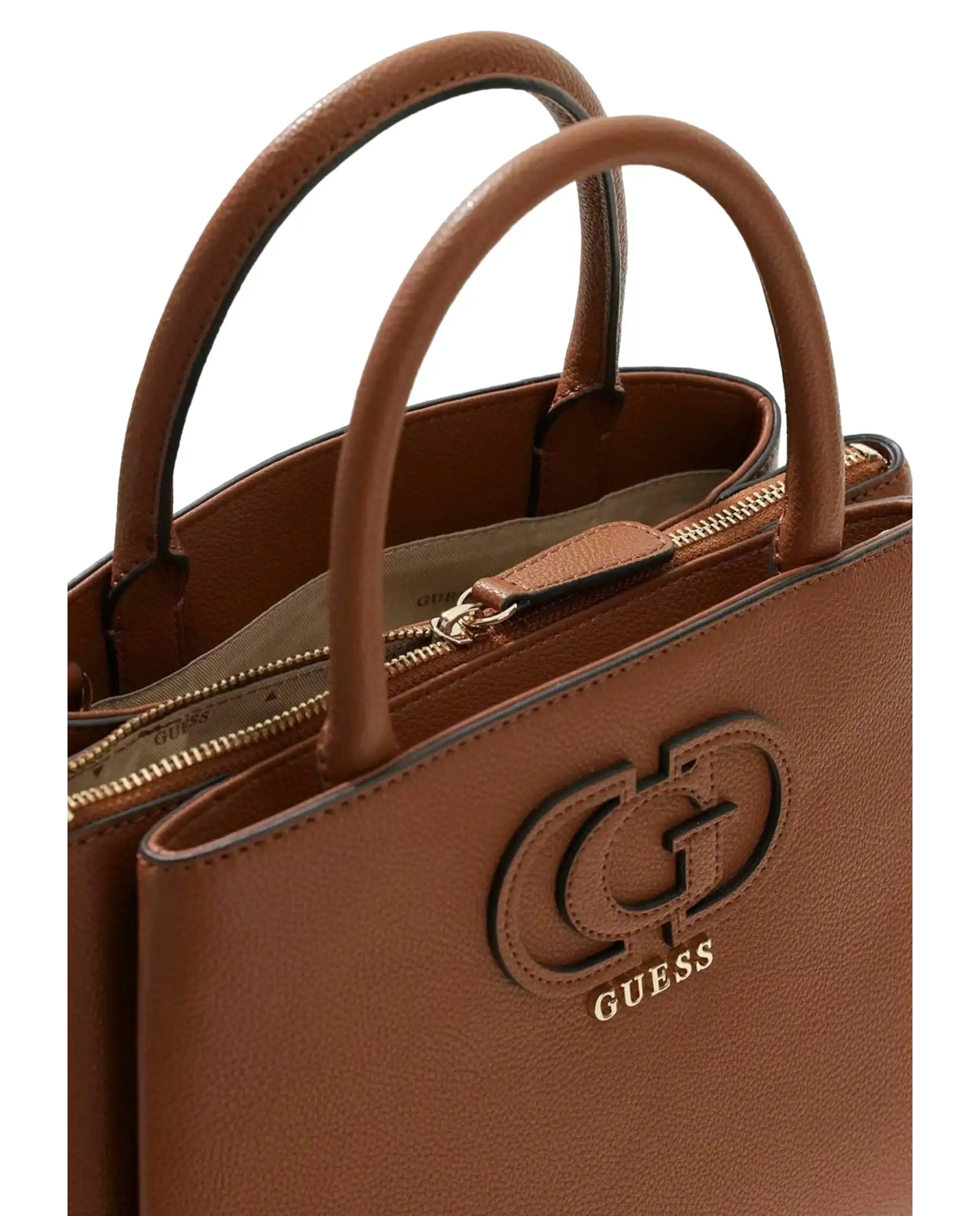 GUESS BORSA ISOLA LOGO COGNAC