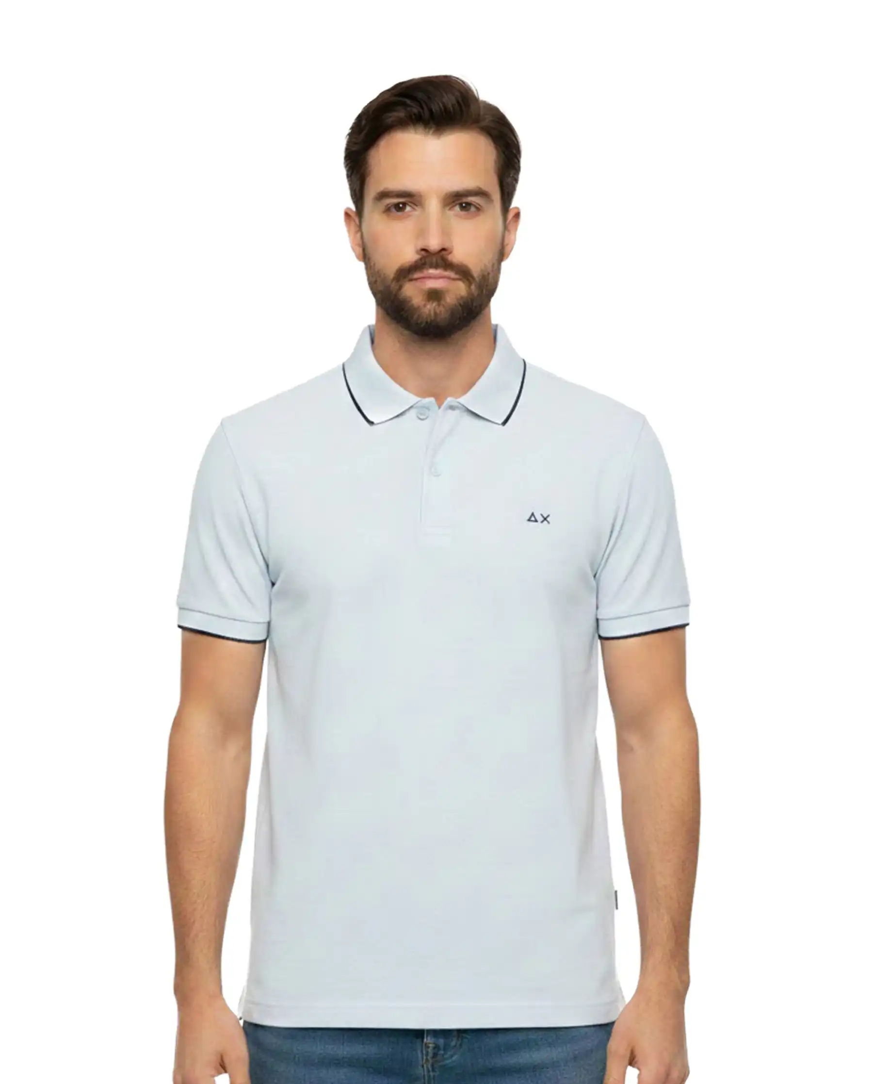 SUN 68 POLO SMALL STRIPE BIANCO