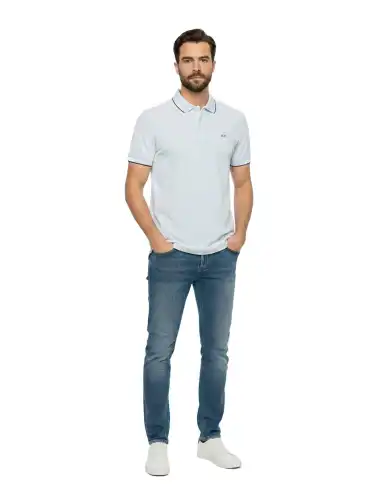 SUN 68 POLO SMALL STRIPE BIANCO