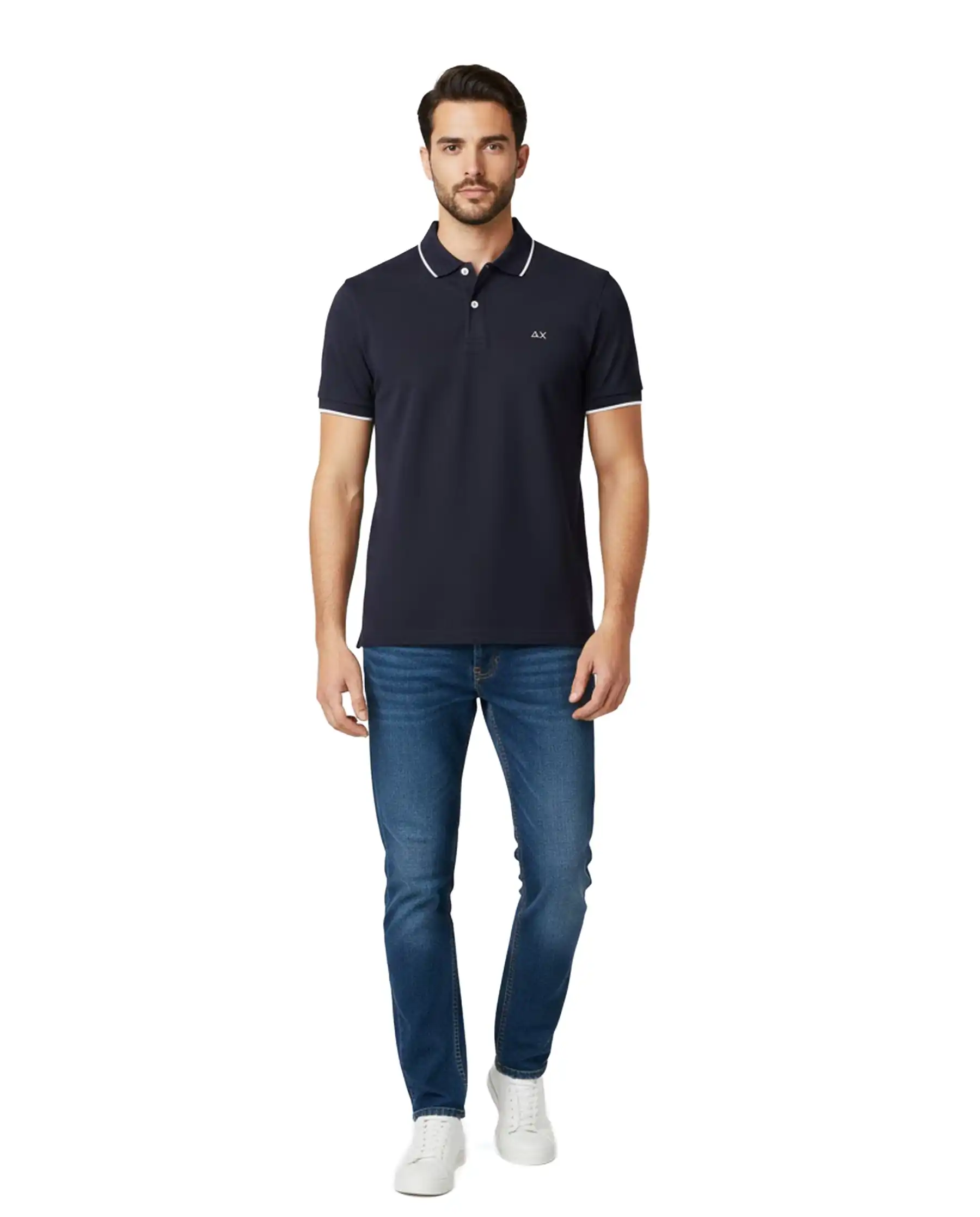 SUN 68 POLO SMALL STRIPE BLU