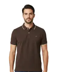 SUN 68 POLO SMALL STRIPE MARRONE