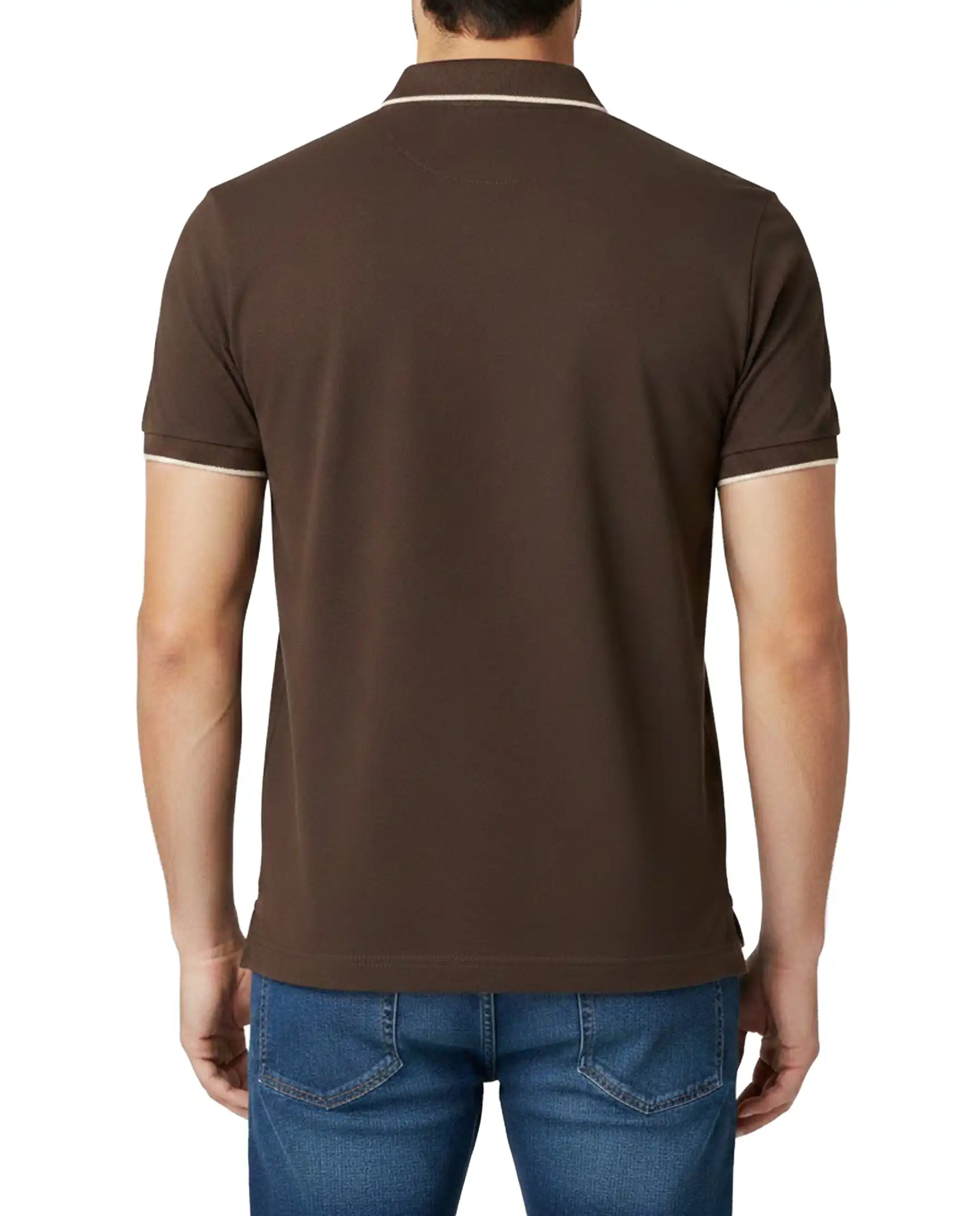 SUN 68 POLO SMALL STRIPE MARRONE