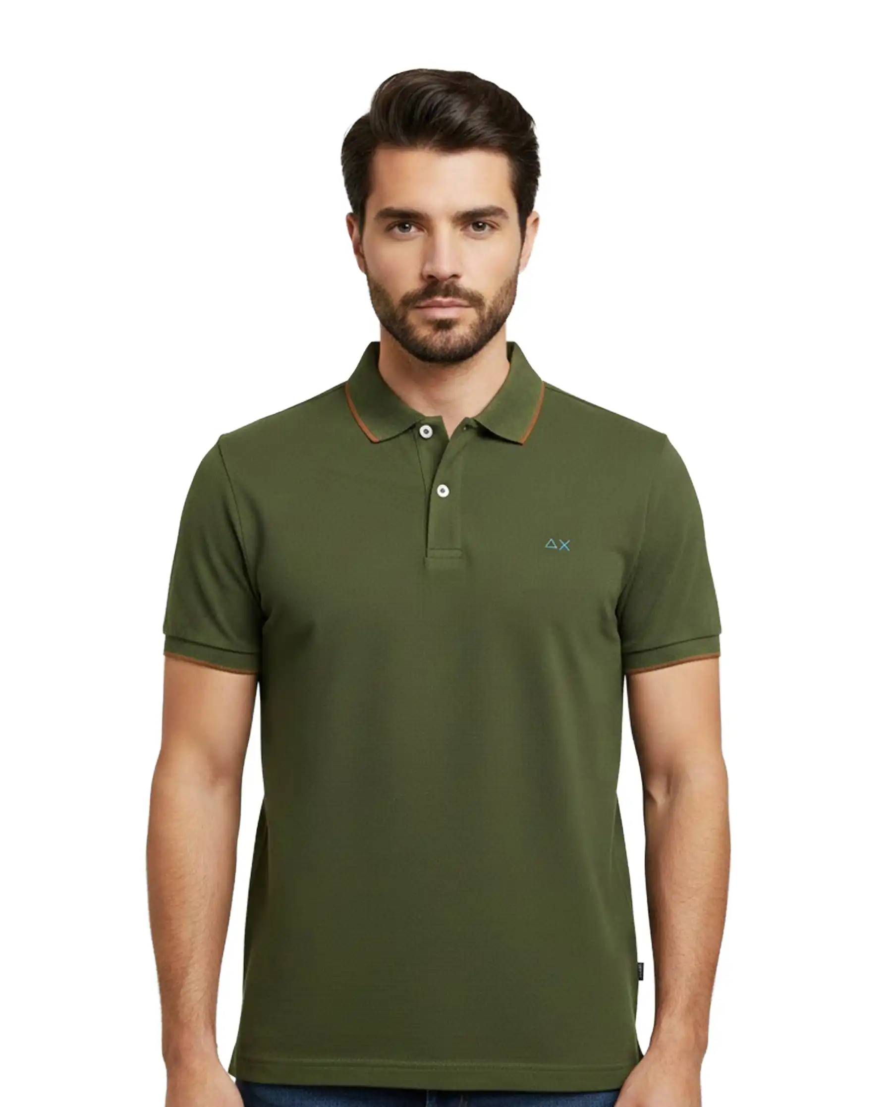 SUN 68 POLO SMALL STRIPE VERDE MILITARE