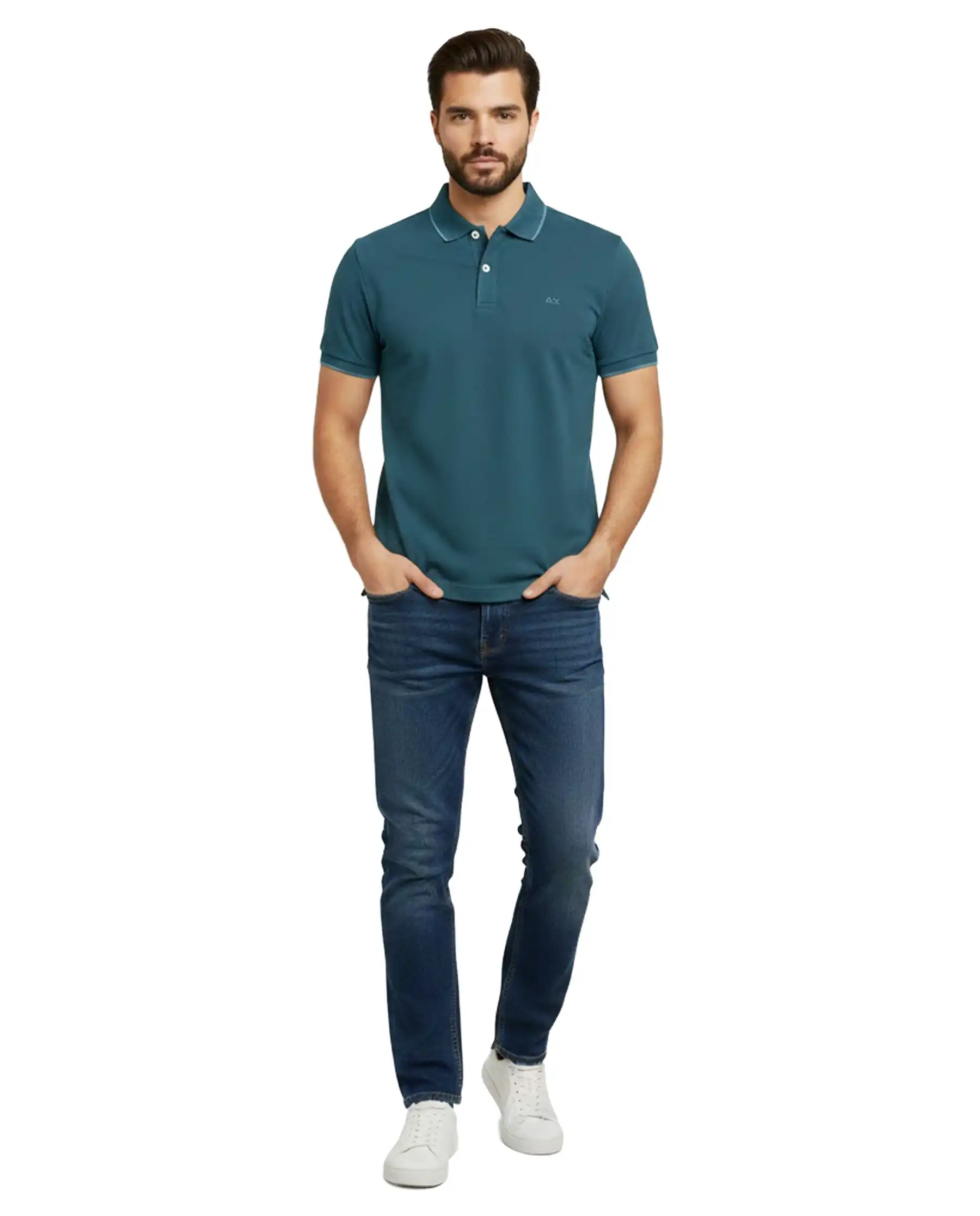 SUN 68 POLO SMALL STRIPE BLU