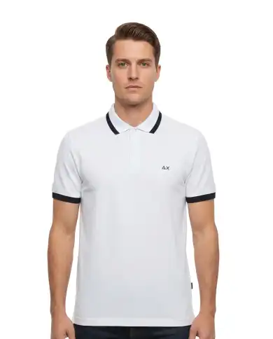 SUN 68 POLO BIG STRIPE BIANCO