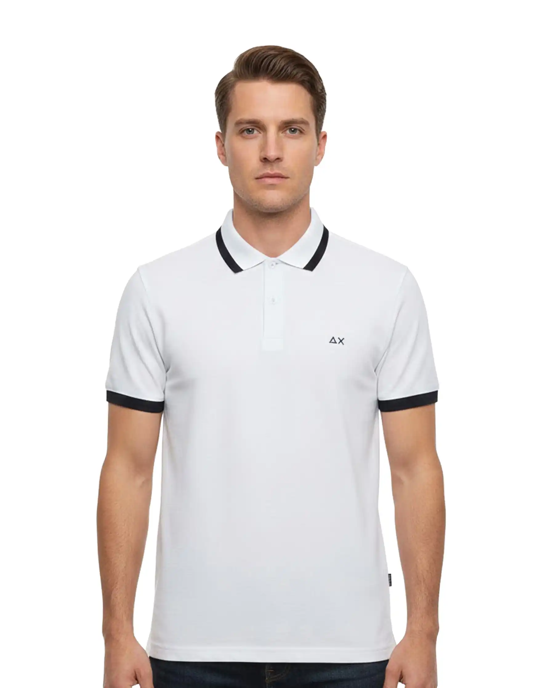 SUN 68 POLO BIG STRIPE BIANCO