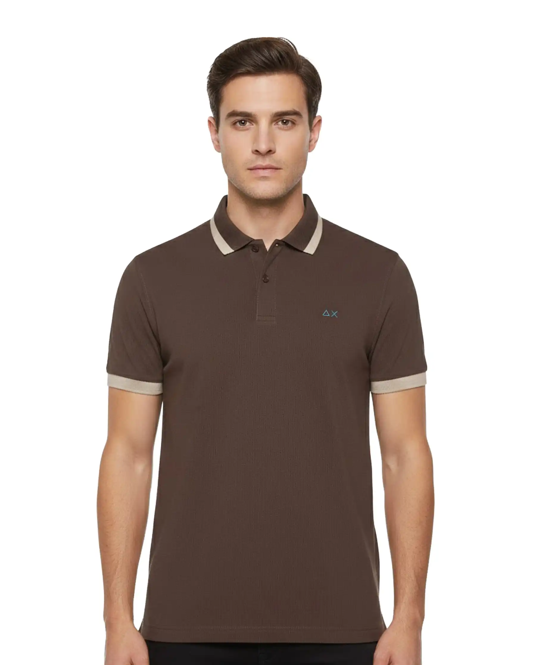 SUN 68 POLO BIG STRIPE MARRONE