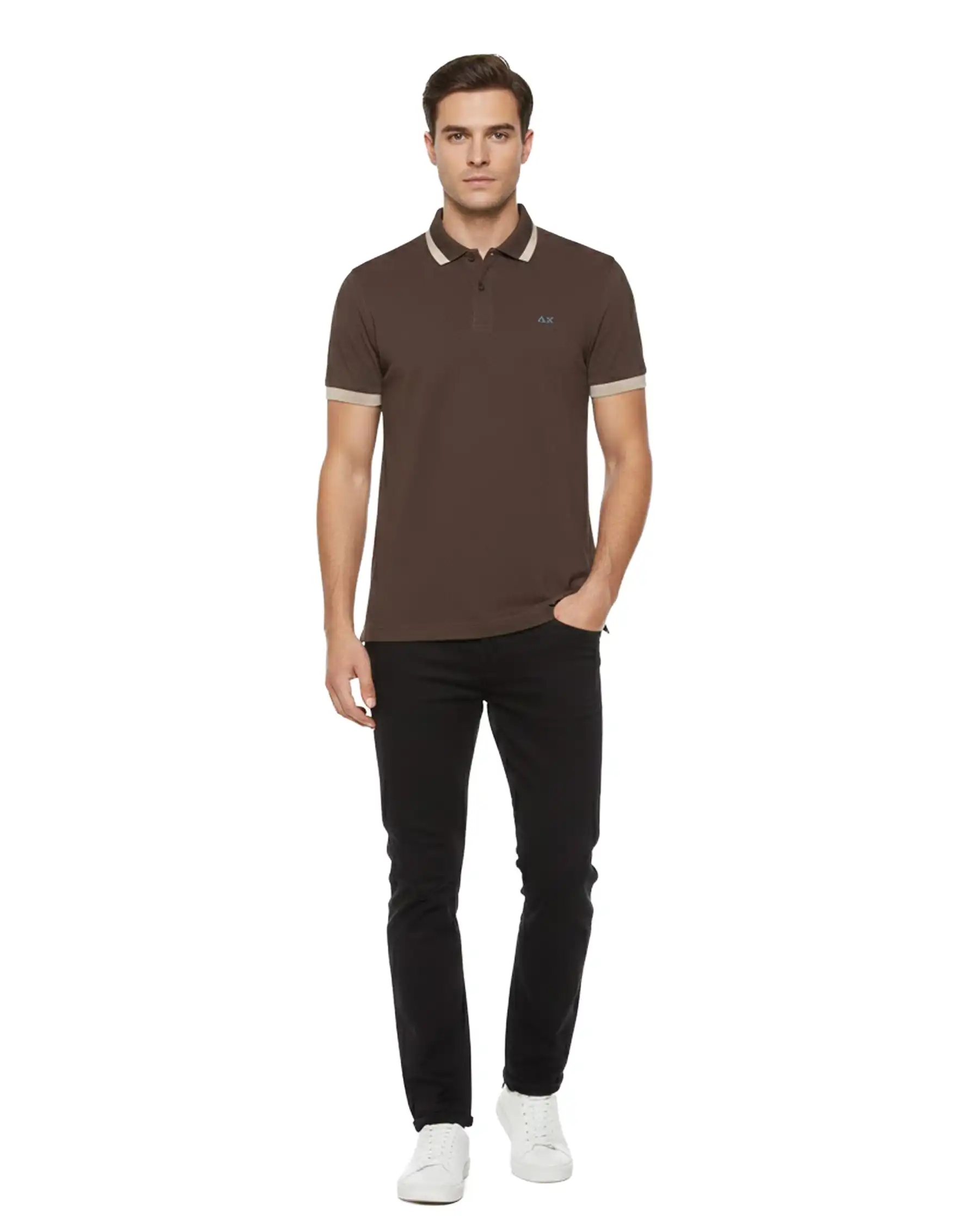 SUN 68 POLO BIG STRIPE MARRONE