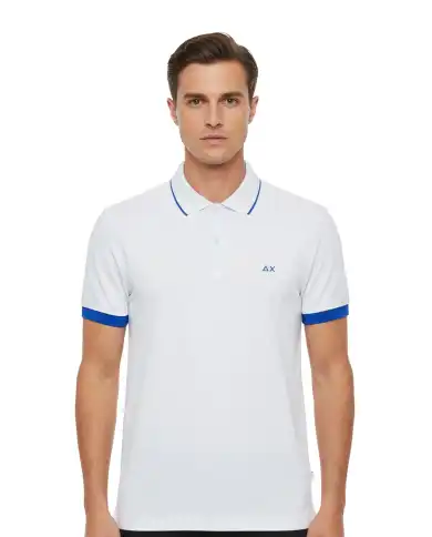 SUN 68 POLO SMALL STRIPE FLUO BIANCO