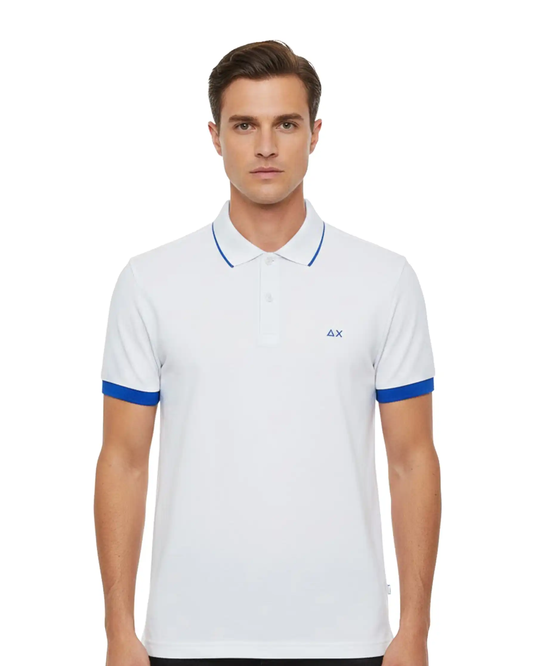 SUN 68 POLO SMALL STRIPE FLUO BIANCO