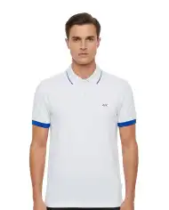 SUN 68 POLO SMALL STRIPE FLUO BIANCO