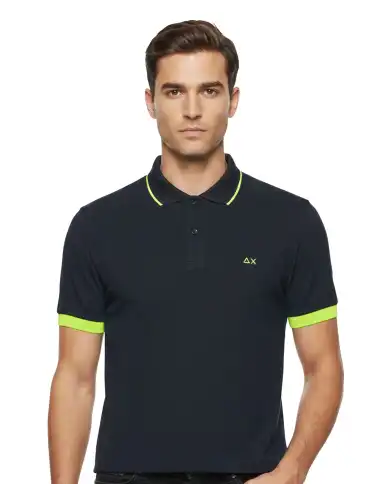 SUN 68 POLO SMALL STRIPE FLUO BLU