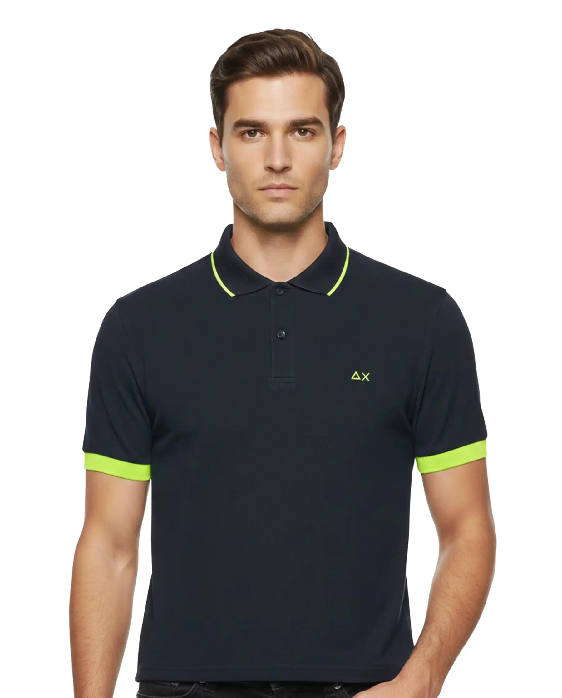 SUN 68 POLO SMALL STRIPE FLUO BLU