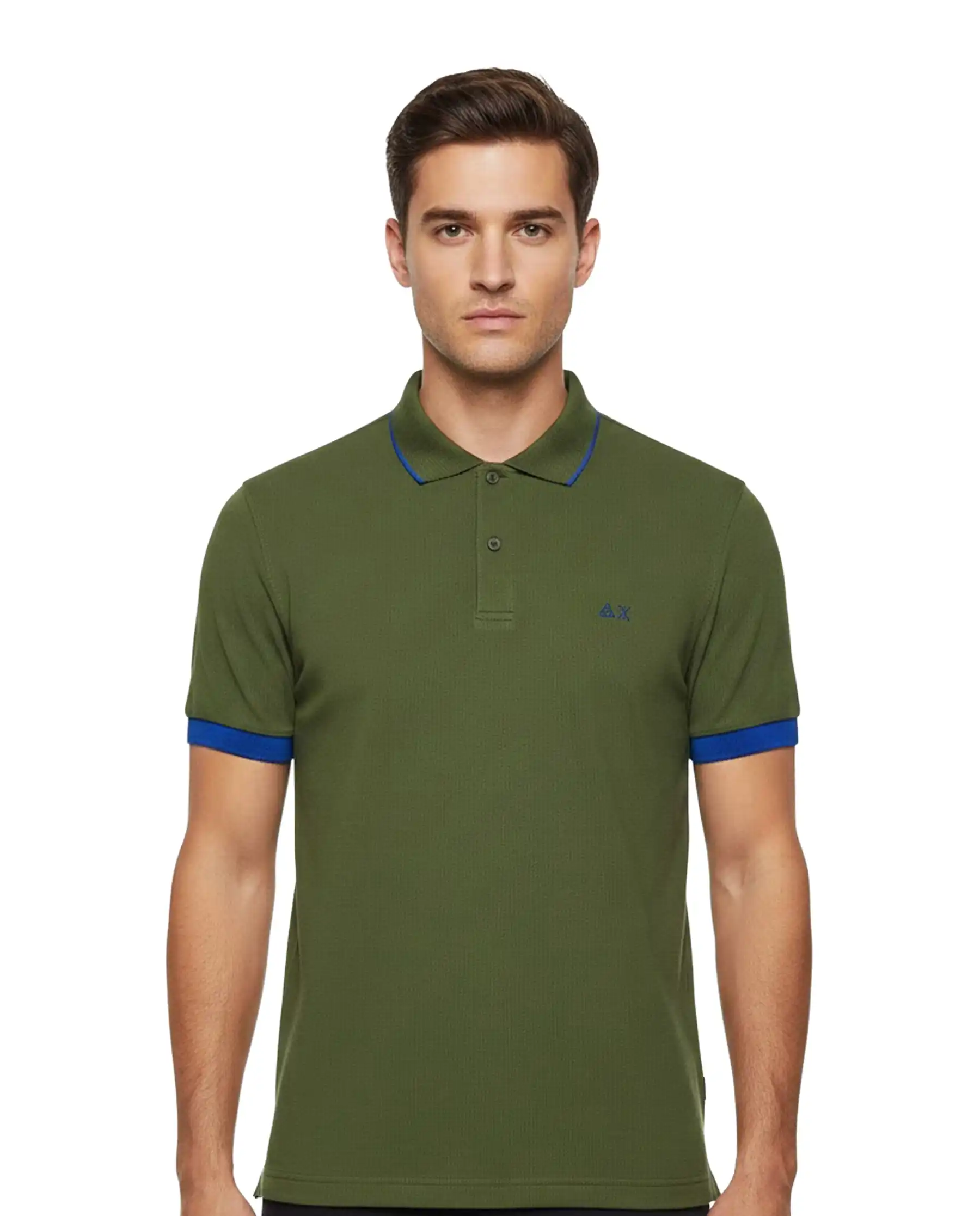 SUN 68 POLO SMALL STRIPE FLUO VERDE MILITARE
