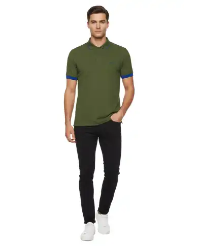 SUN 68 POLO SMALL STRIPE FLUO VERDE MILITARE
