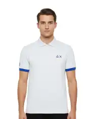 SUN 68 POLO BIG LOGO FLUO BIANCO