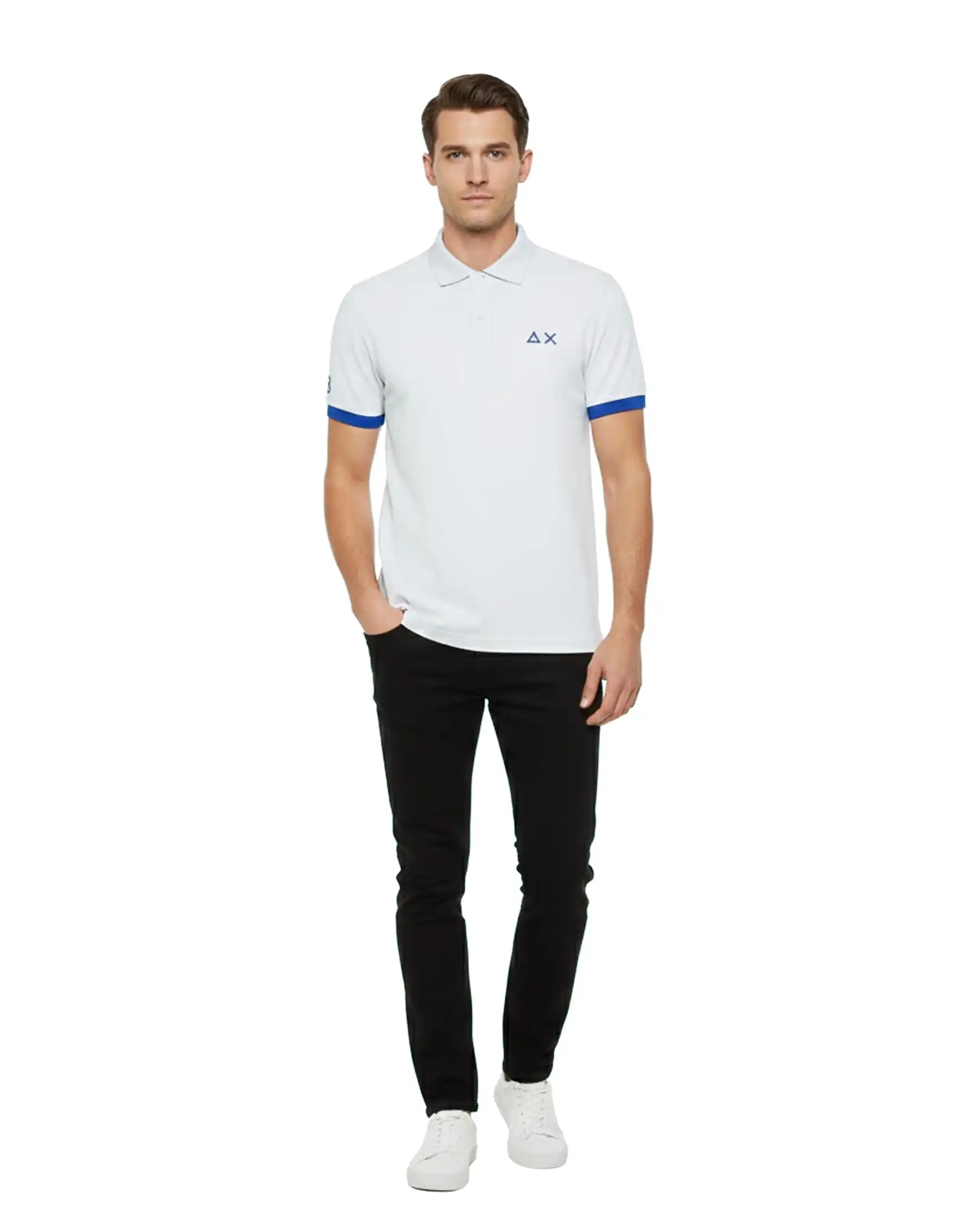 SUN 68 POLO BIG LOGO FLUO BIANCO