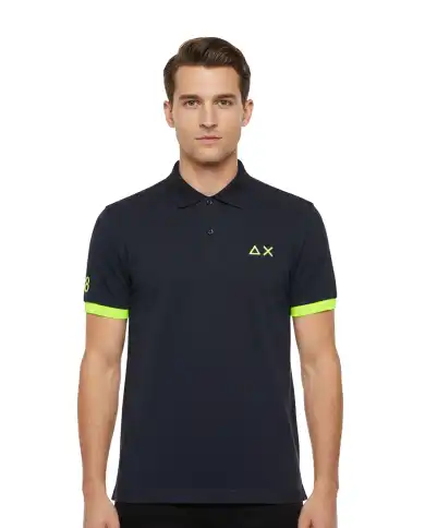 SUN 68 POLO BIG LOGO FLUO BLU