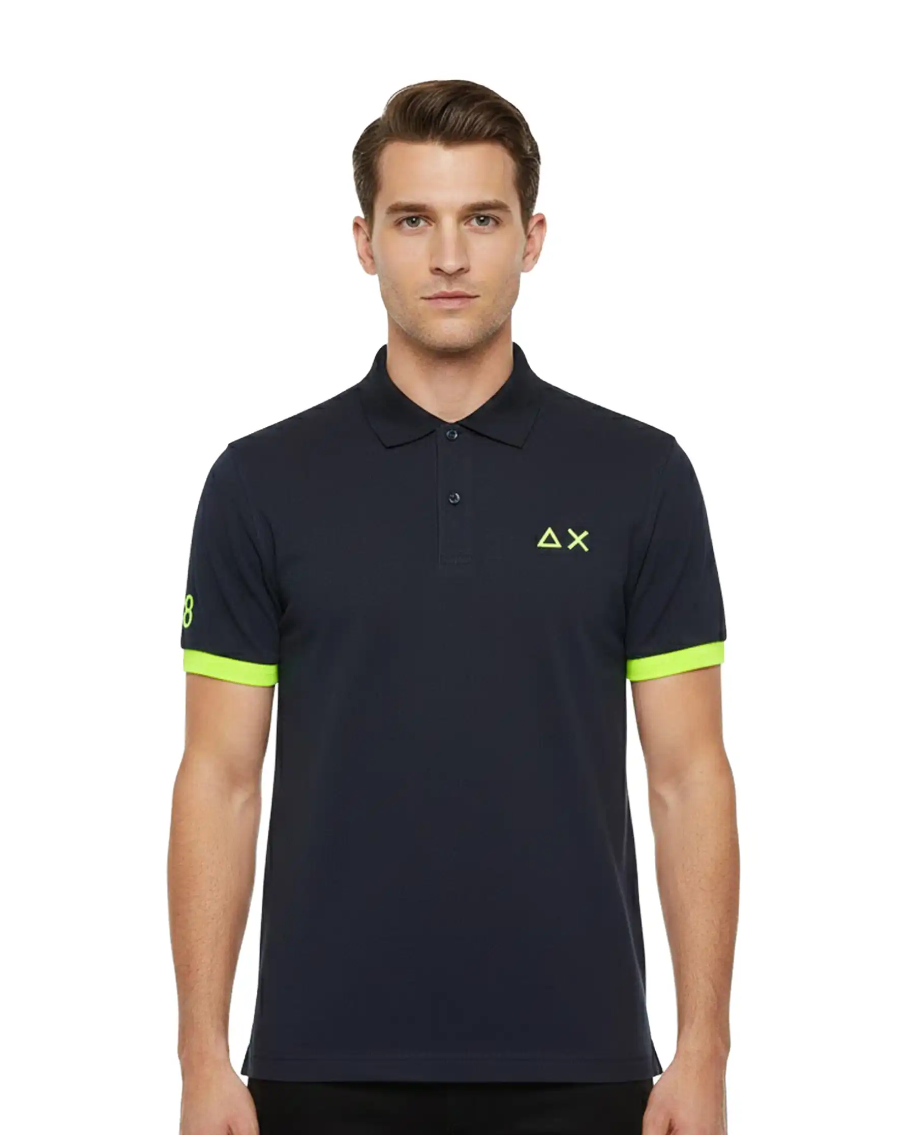 SUN 68 POLO BIG LOGO FLUO BLU