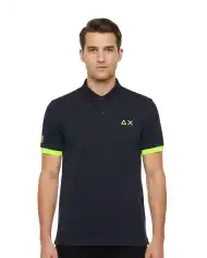 SUN 68 POLO BIG LOGO FLUO BLU
