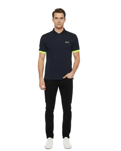 SUN 68 POLO BIG LOGO FLUO BLU