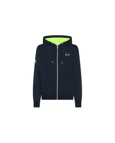 SUN 68 FELPA CON CAPPUCCIO FLUO BASIC BLU