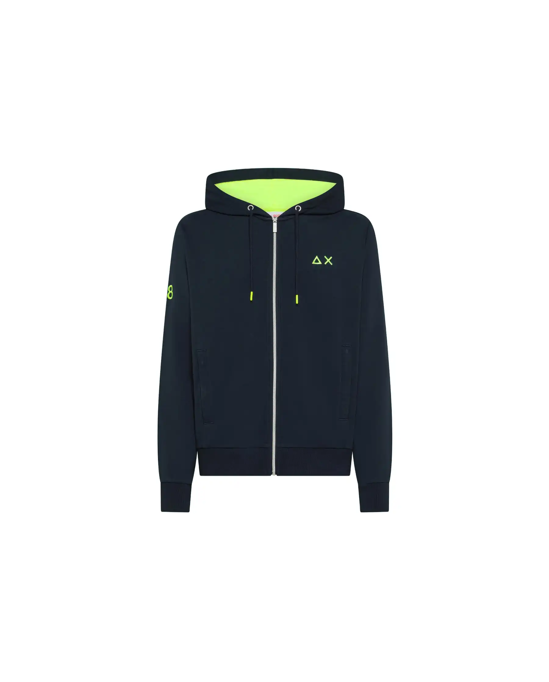 SUN 68 FELPA CON CAPPUCCIO FLUO BASIC BLU