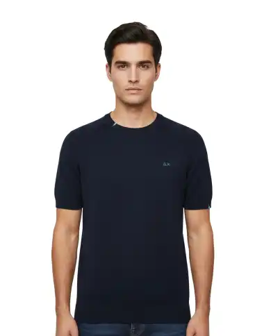 SUN 68 T-SHIRT SWEATER BASIC BLU