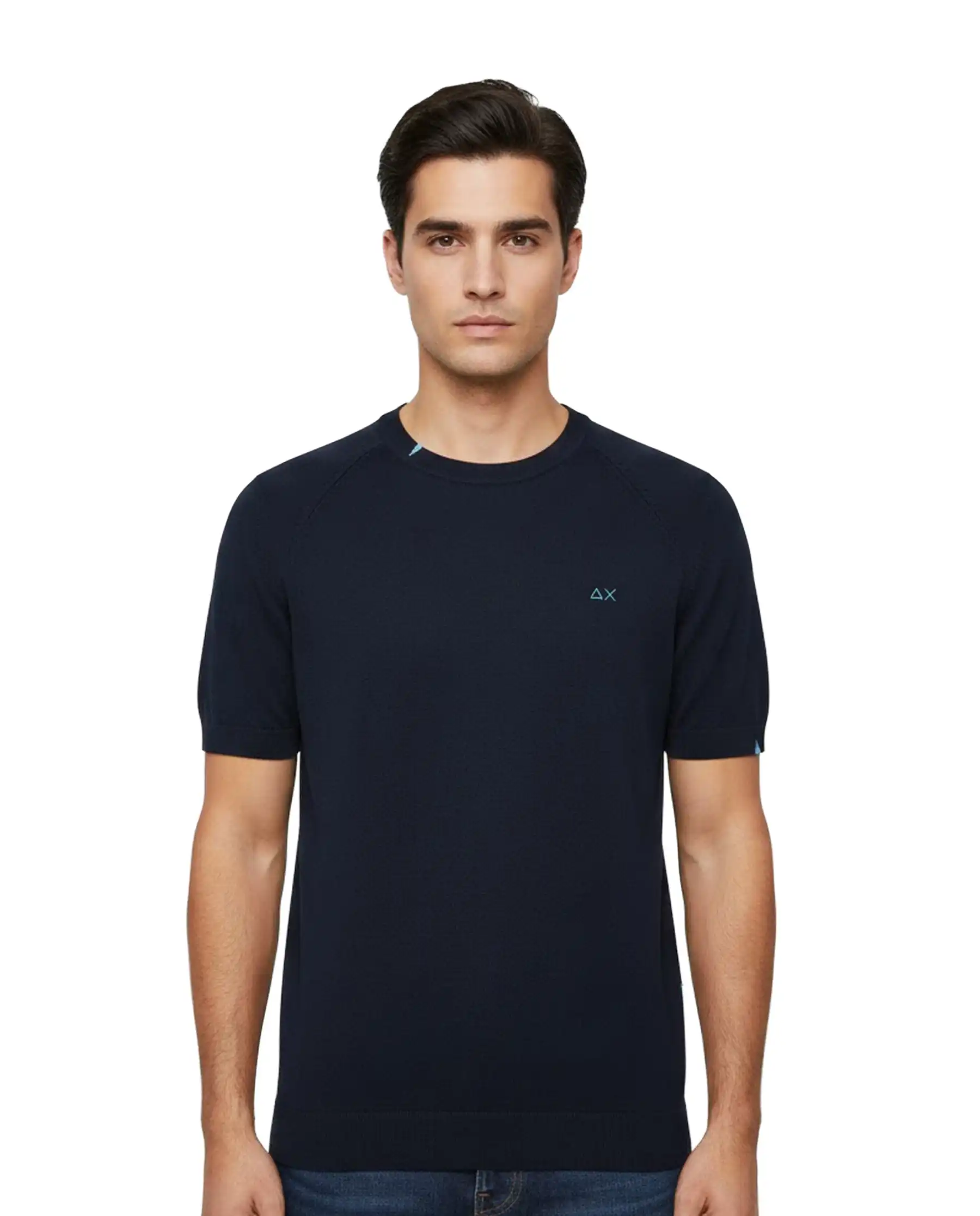 SUN 68 T-SHIRT SWEATER BASIC BLU