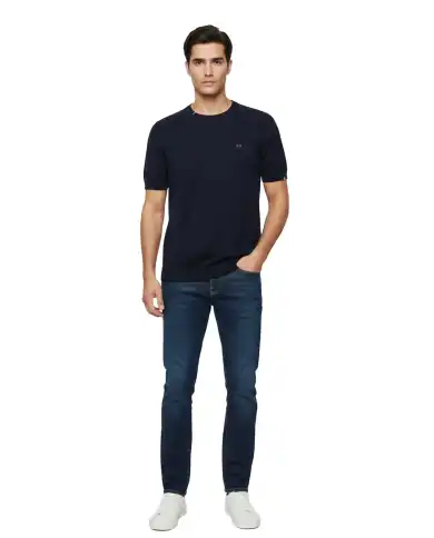 SUN 68 T-SHIRT SWEATER BASIC BLU