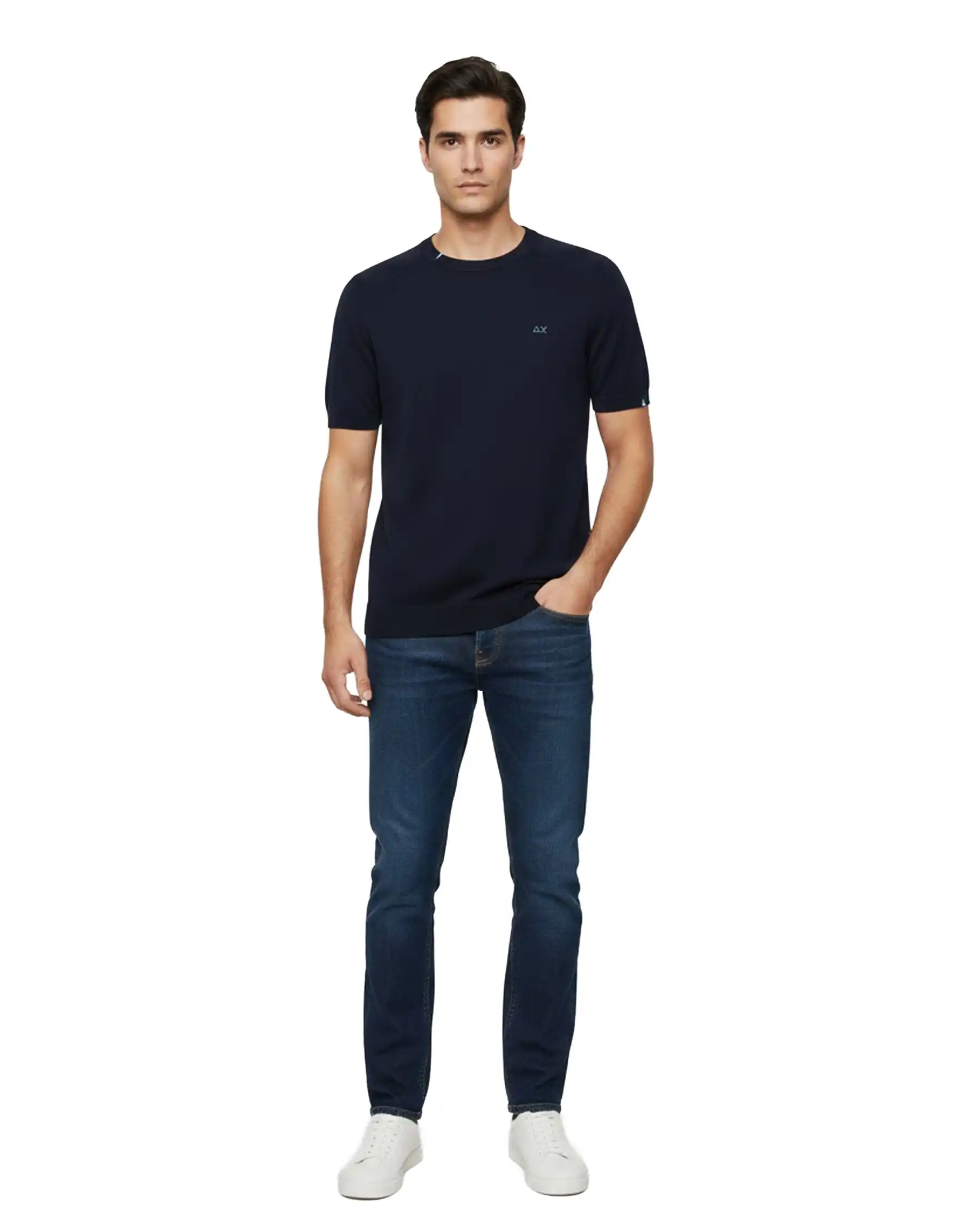 SUN 68 T-SHIRT SWEATER BASIC BLU