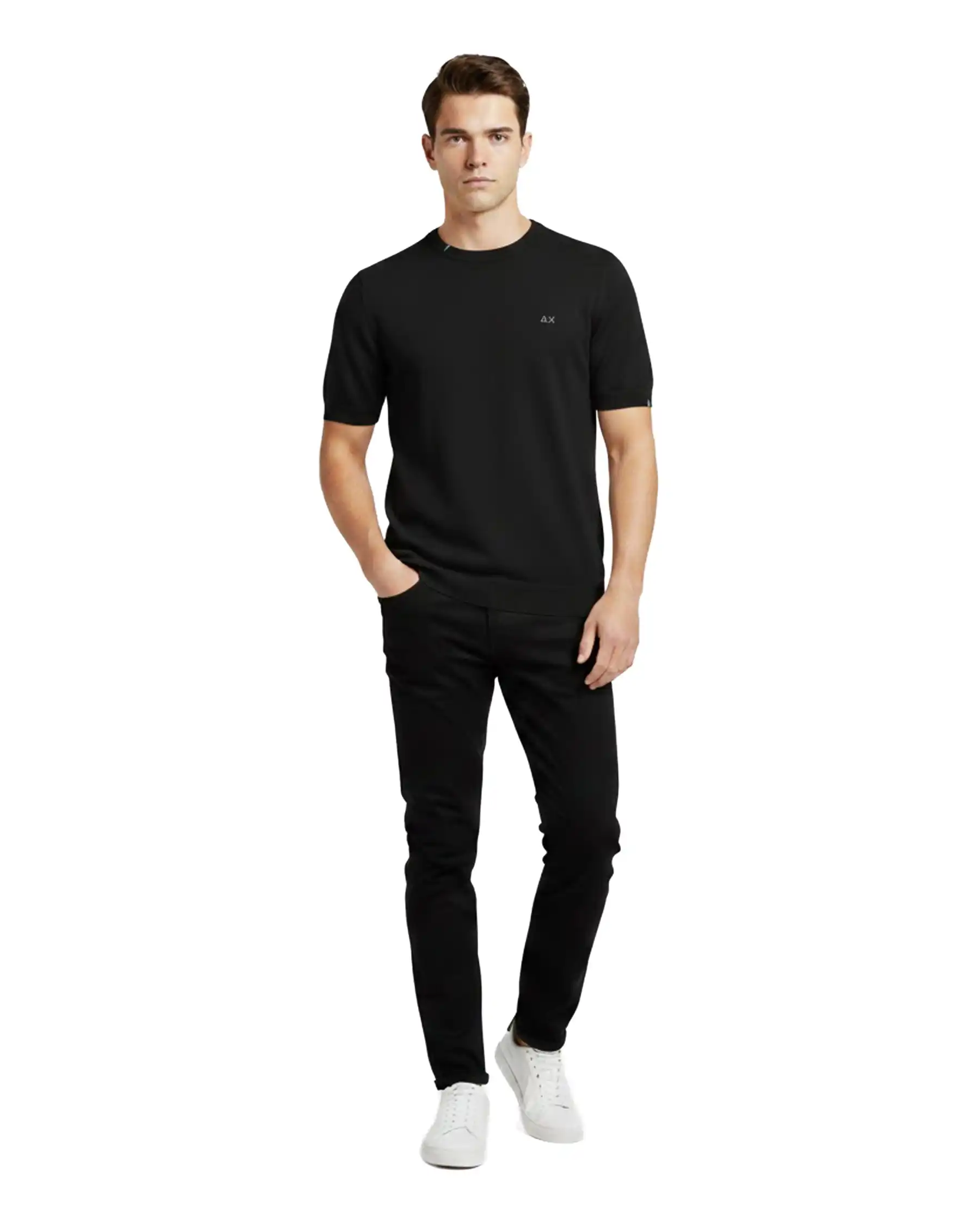 SUN 68 T-SHIRT SWEATER BASIC NERO