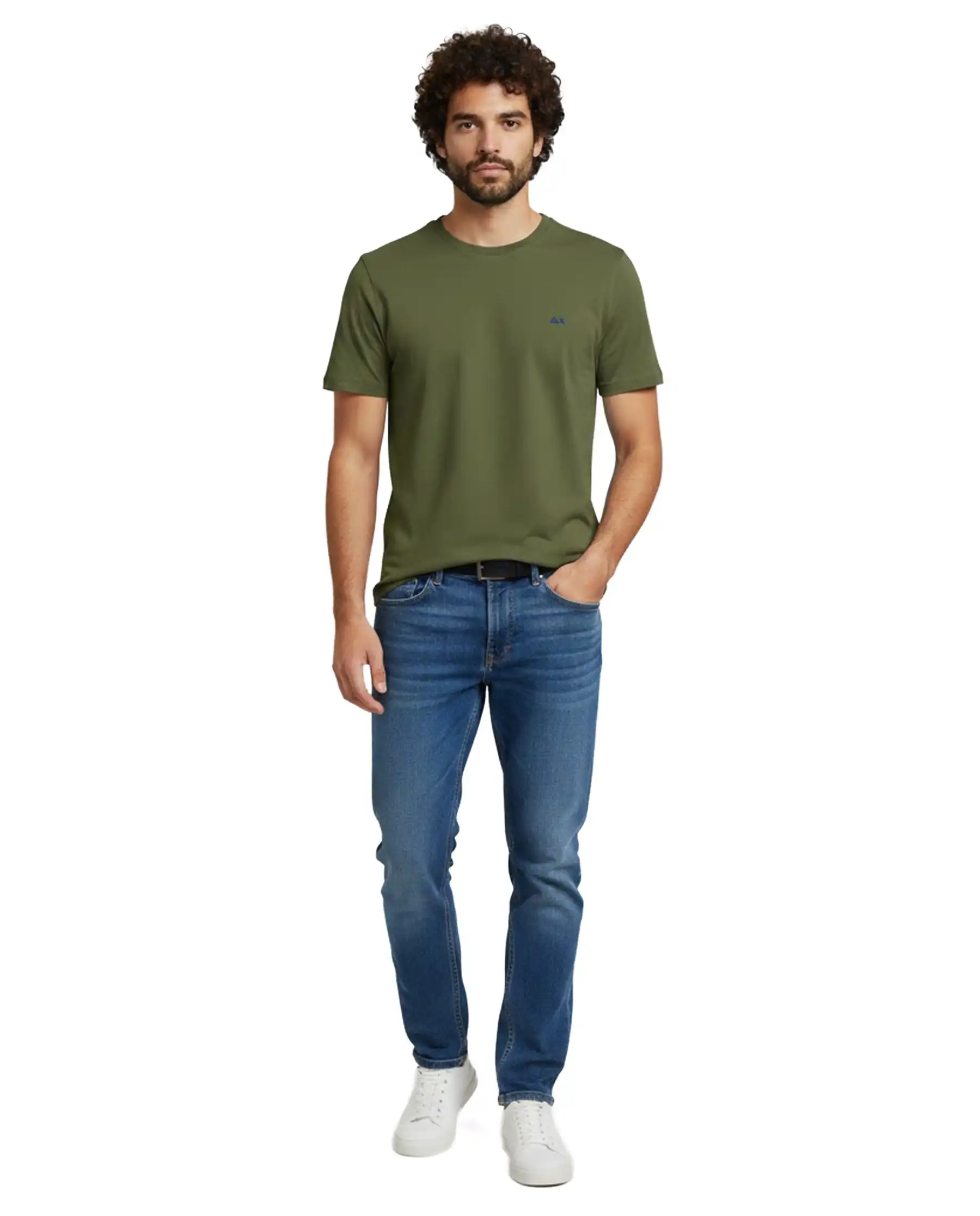 SUN 68 T-SHIRT PIQUET VERDE MILITARE