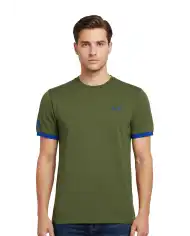 SUN 68 T-SHIRT PIQUET LOGO FLUO VERDE MILITARE