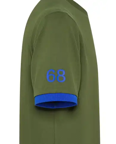SUN 68 T-SHIRT PIQUET LOGO FLUO VERDE MILITARE
