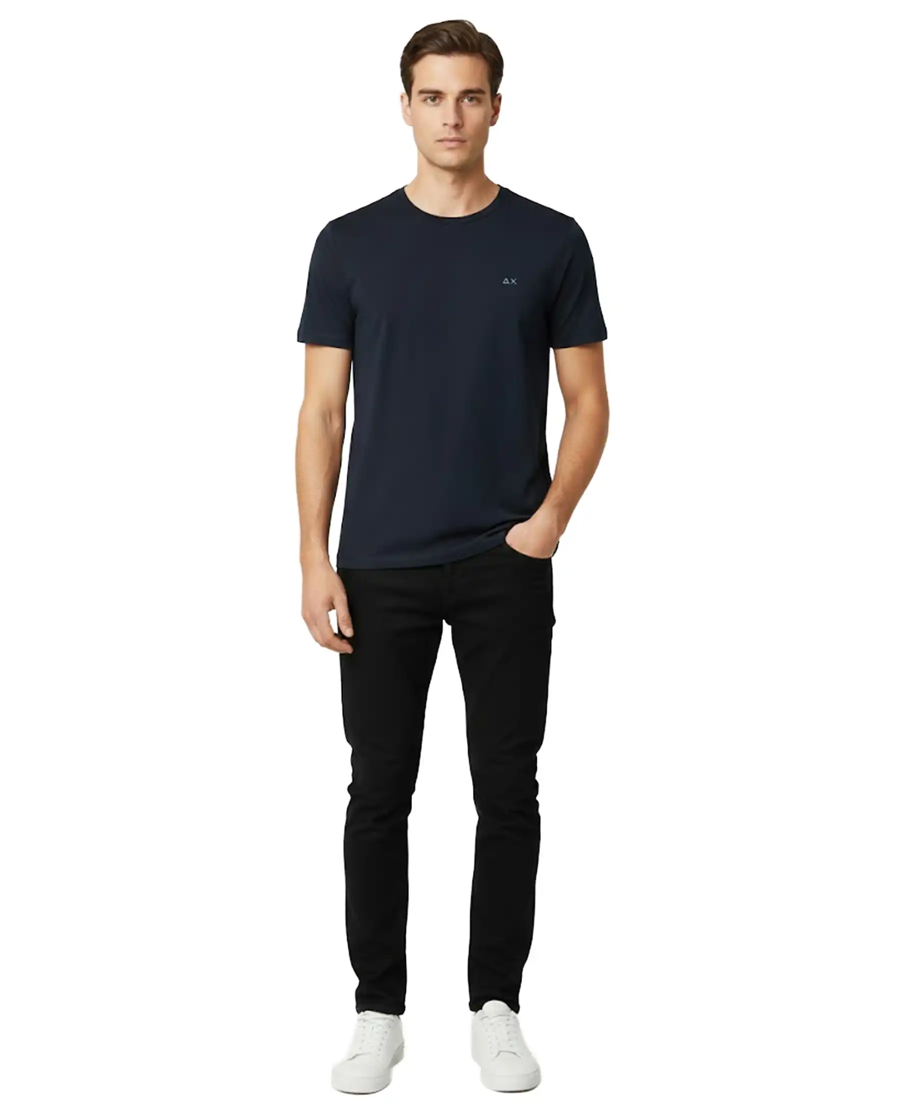 SUN 68 T-SHIRT JERSEY MERCERIZED BLU