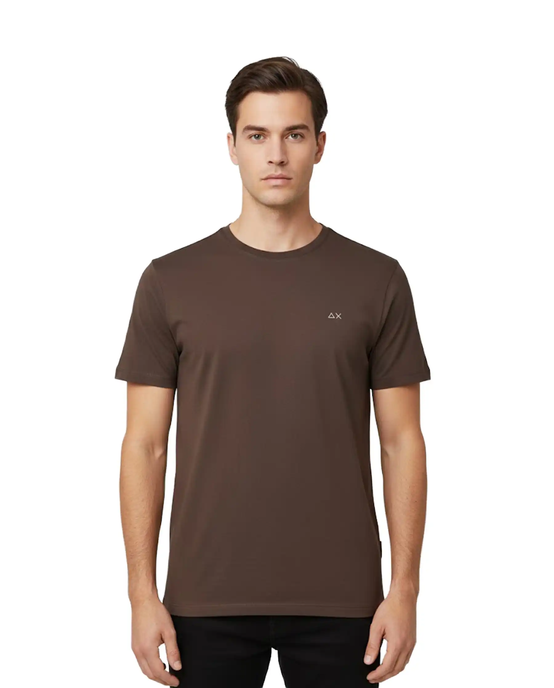 SUN 68 T-SHIRT JERSEY MERCERIZED MARRONE