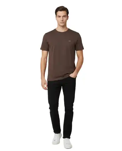 SUN 68 T-SHIRT JERSEY MERCERIZED MARRONE