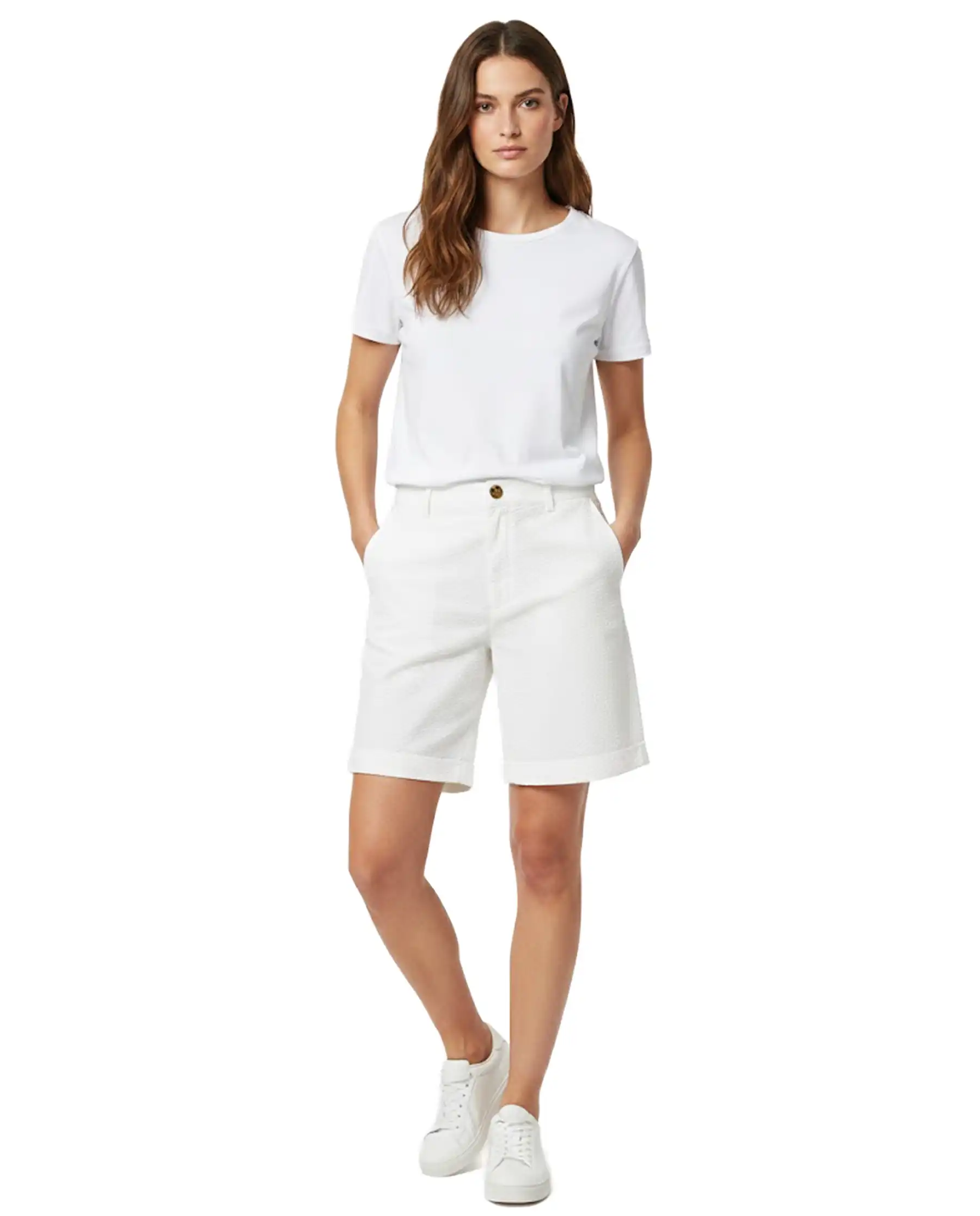 SUN 68 BERMUDA SEERSUCKER BIANCO