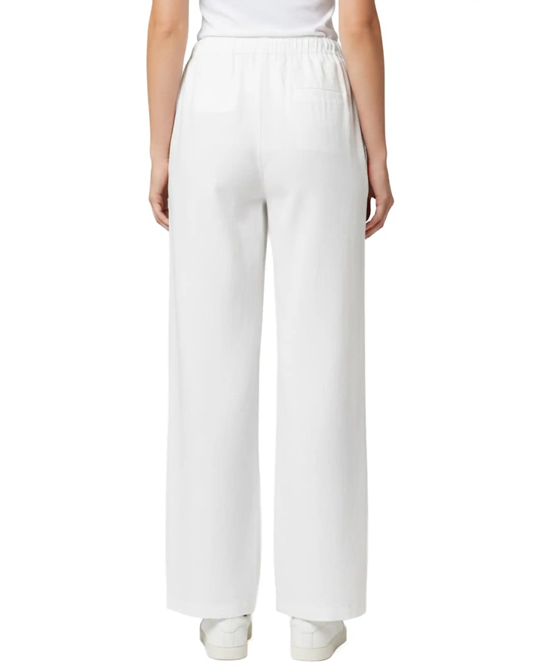 SUN 68 PANTALONI WIDE LEG LINEN PANNA