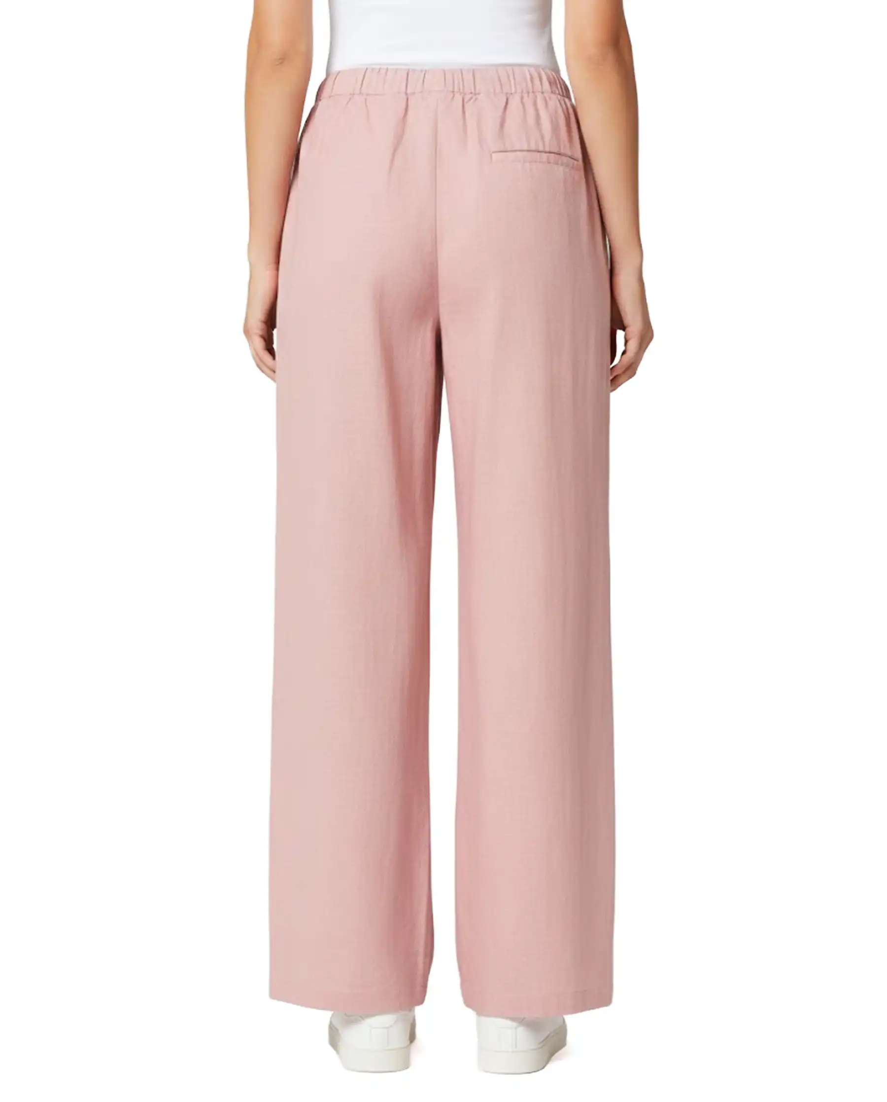 SUN 68 PANTALONI WIDE LEG LINEN ROSA